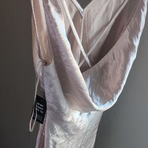 Express Shimmering Satin Slip in Cream